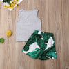 FYBITBO 2Pcs Toddler Little Boys Summer Clothes Sets Cute Mamas Boy Sleeveless Tank Tops T-Shirt+Palm Shorts Outfits (Palm Leaf, 4T) - Image 3